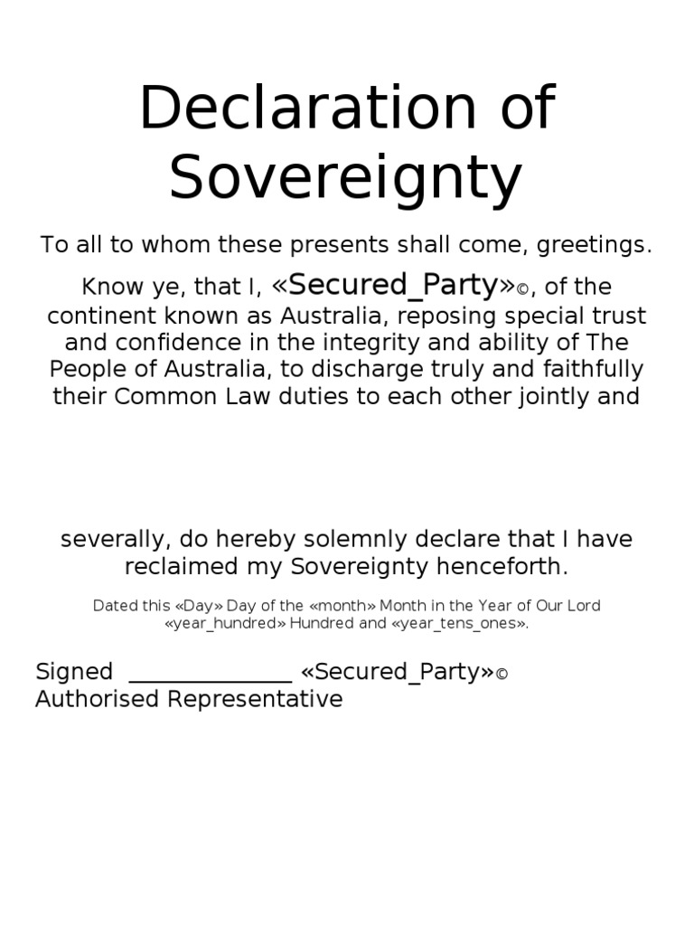 Declaration of Sovereignty Deed Sample PDF