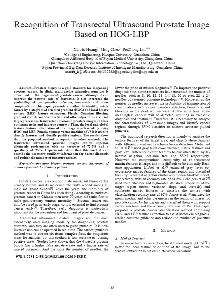 Recognition of Transrectal Ultrasound Prostate Image-2019 | PDF