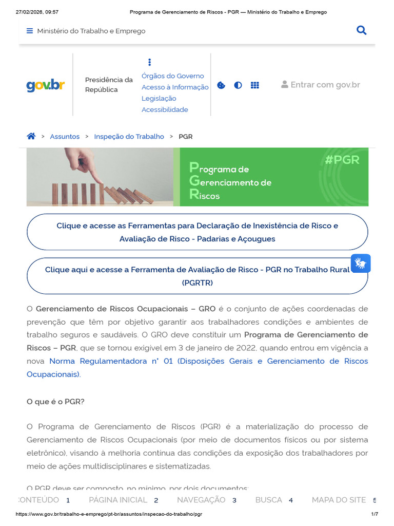 Programa de Gerenciamento de Riscos - PGR - Ministério Do Trabalho e ...