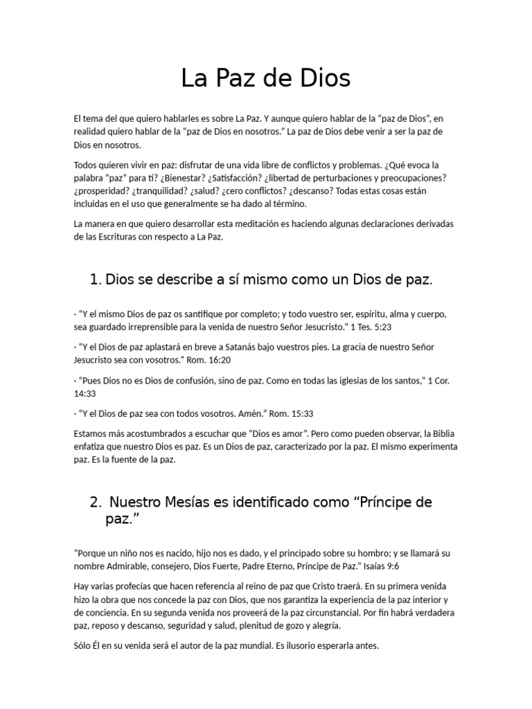 La Paz de Dios | PDF | Paz | Pablo el apóstol