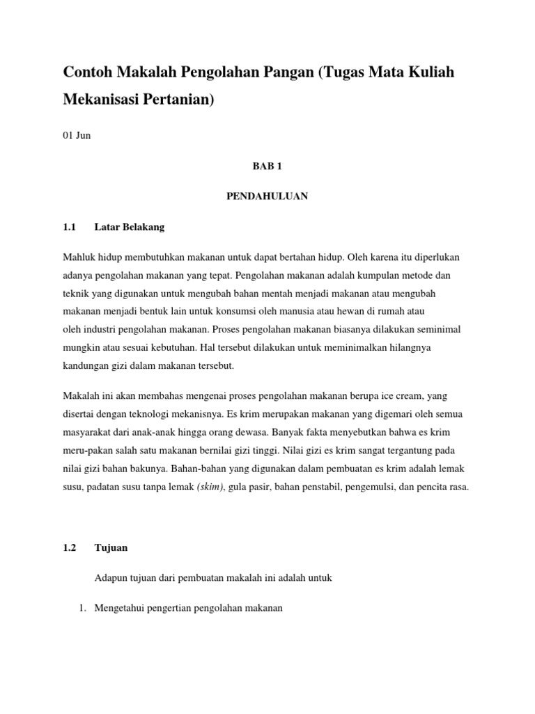 Contoh Makalah Pengolahan Pangan