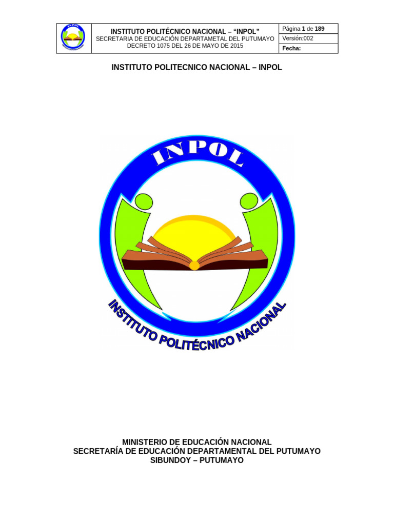 Pei Inpol Sibundoy Para Entregar 2022 | PDF | Evaluación