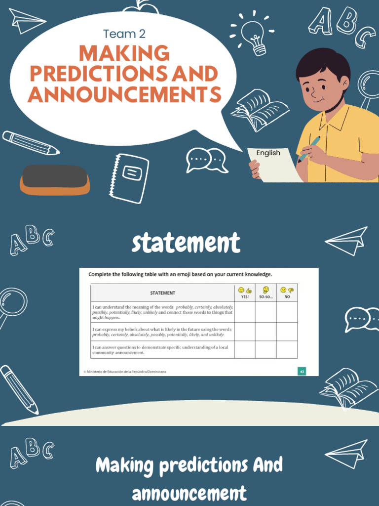 Making Predictions and AnnouncementsEnglish | PDF