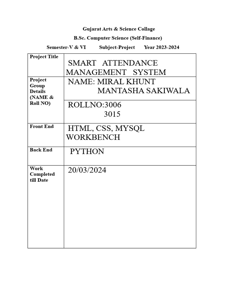 Project Form | PDF