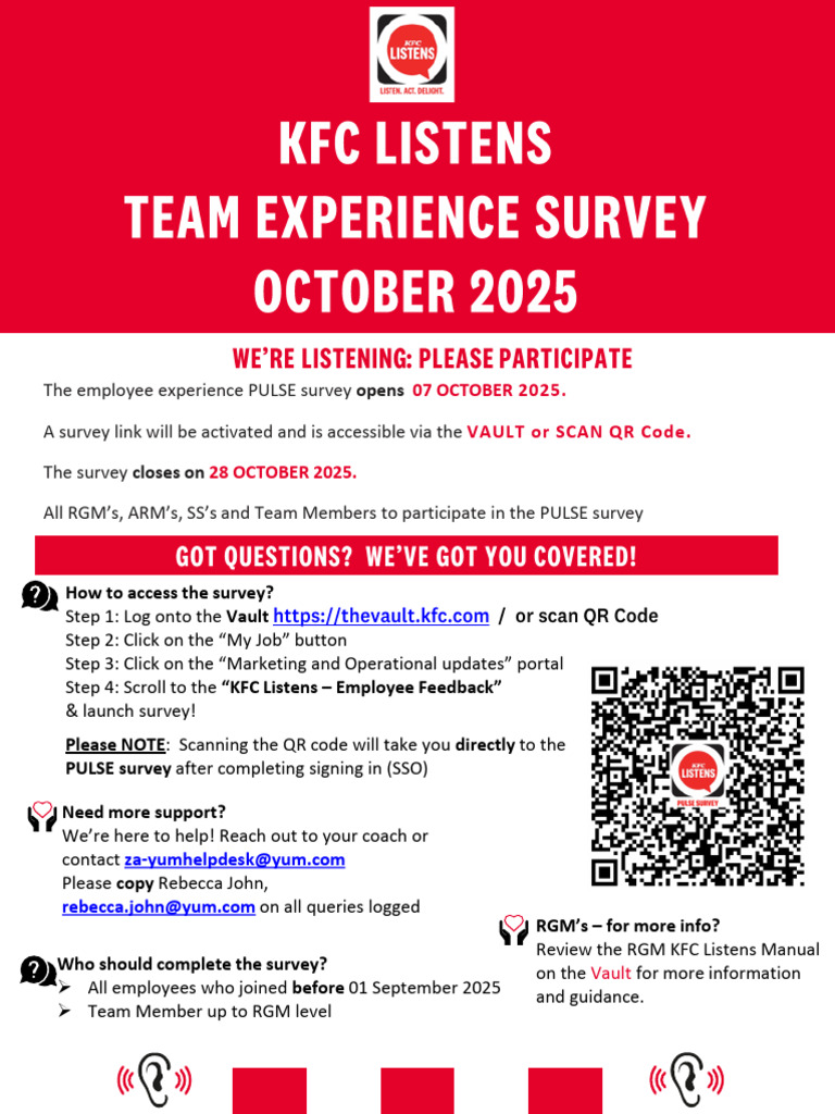 KFC Listens Employee PULSE Survey Poster 2025 | PDF