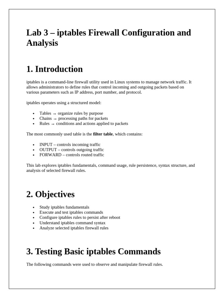 Lab 3 Iptable | PDF | Firewall (Computing) | Port (Computer Networking)
