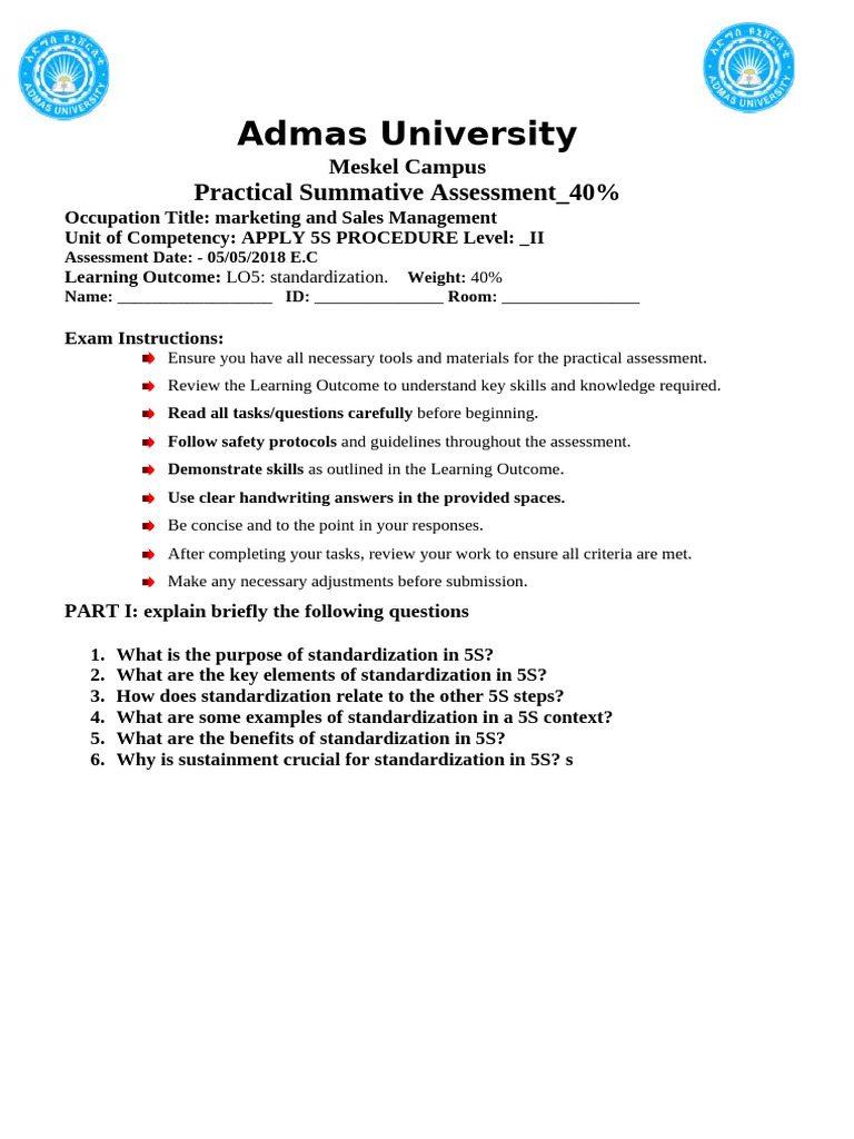 TVET - Practical - Apply 5s Procedure Lo5 | PDF