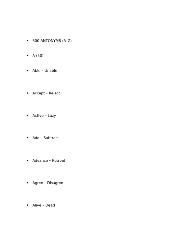 Antonyms | PDF