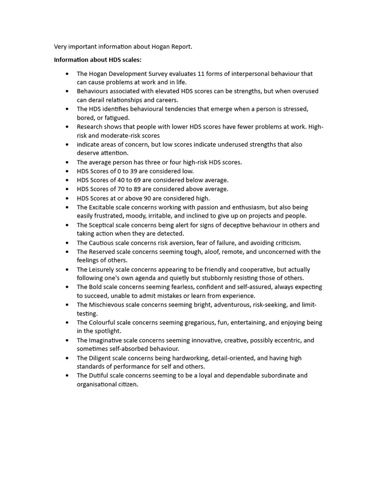 Very Important Information About Hogan Report | PDF | Value (Ethics ...