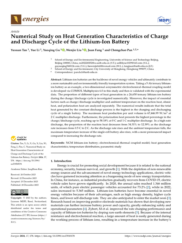 Numerical Study On Heat Generation Characteristics of Charge and ...