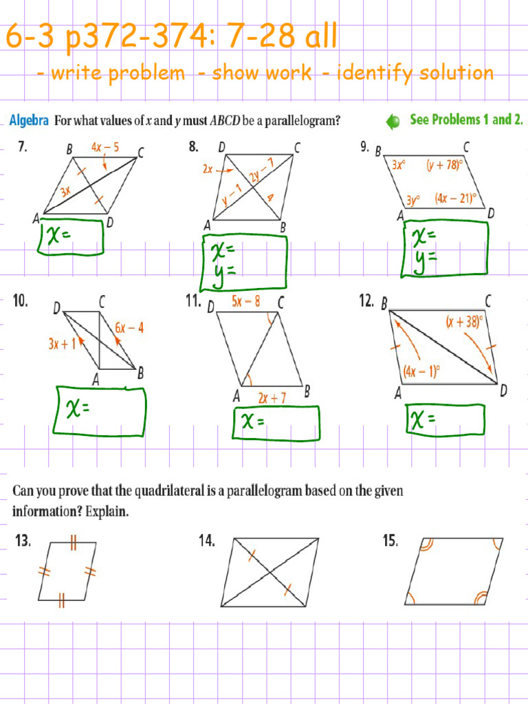 6-3 Proving That A Quadrilateral Is A Parallelogram | PDF