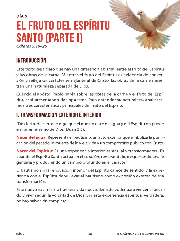 Dia 5 - El Fruto Del Espiritu Santo Parte 1 | PDF