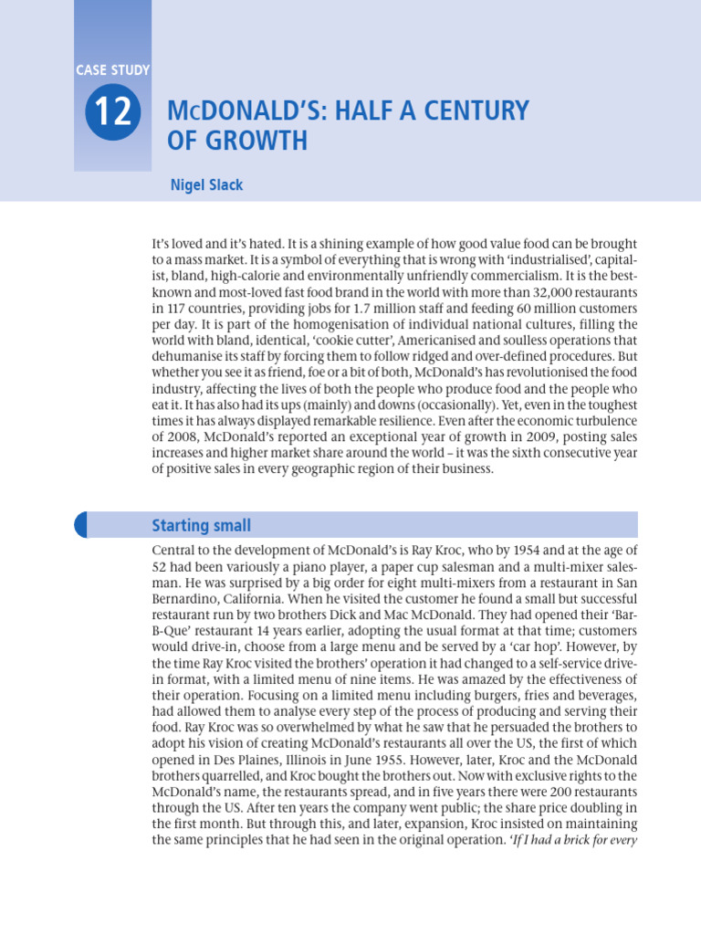 S02 - Case 1 - McDonaldâ S - Half A Century of Growth | PDF | Mc Donald ...
