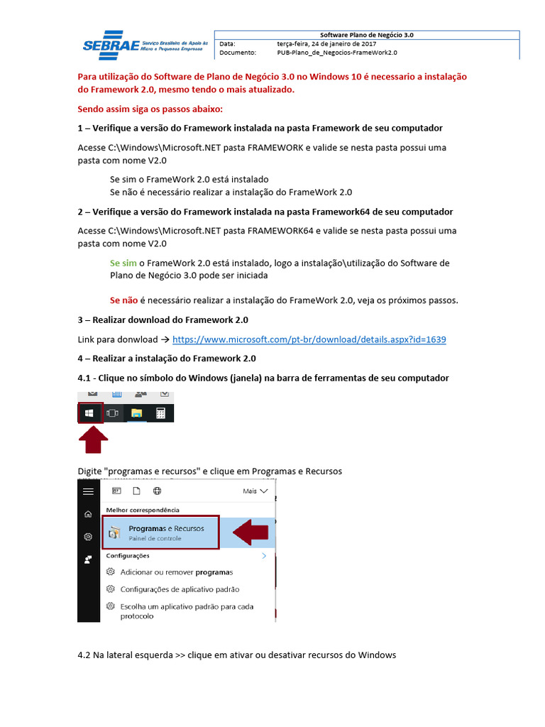 Como+Instalar+o+FrameWork+2 0 | PDF | Microsoft Windows | Programas