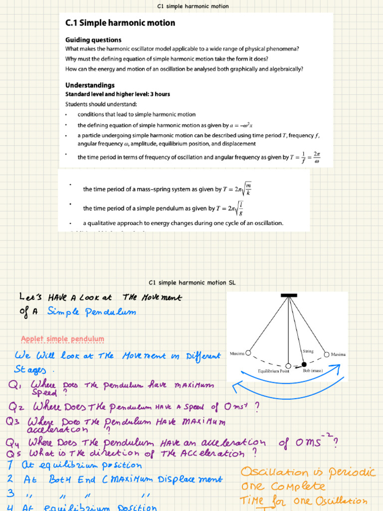 C1 Simple Harmonic Motion SL | PDF | Oscillation | Kinematics