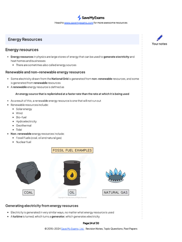 Energy Resourses - Notes | PDF