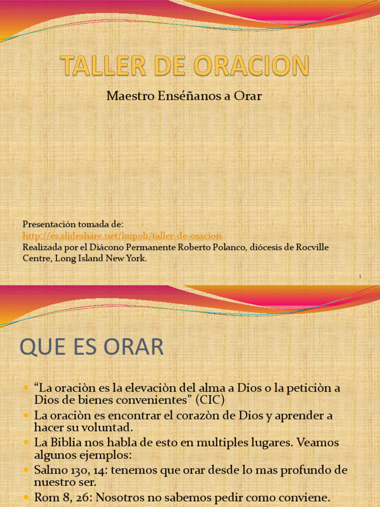 1.-Taller de Oracion- Padre enseñanos a orar | PDF | Oración | eucaristía