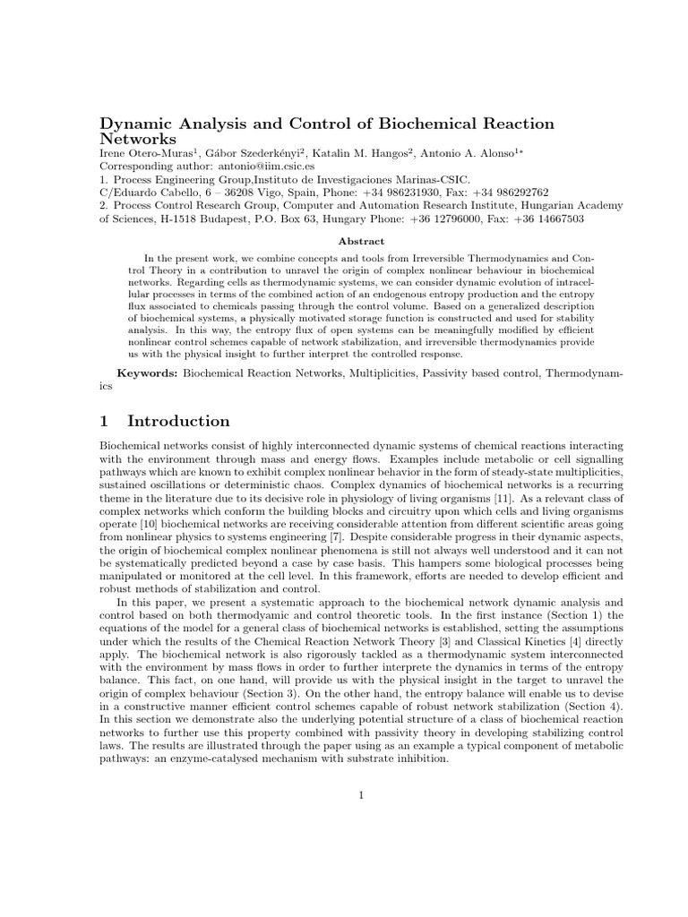 Dynamic Analysis Control Michaelis Menten | PDF | Enzyme Kinetics ...