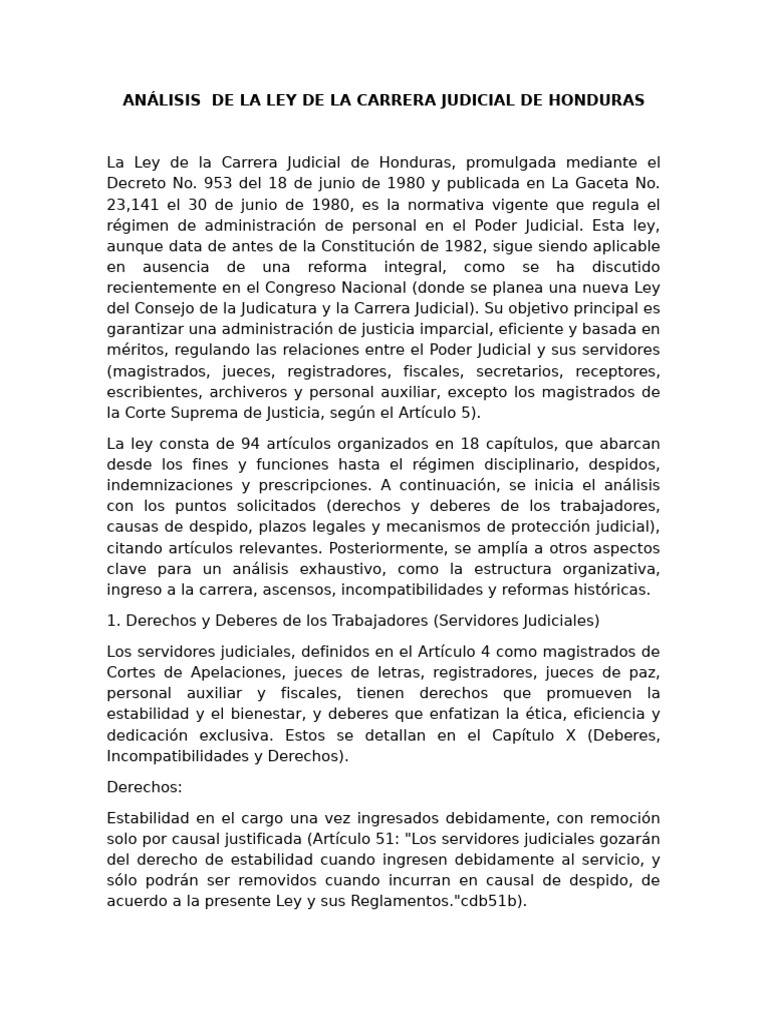 Analisis Ley de La Carrera Judicial Grupo 3 | PDF | Judicaturas | Gobierno