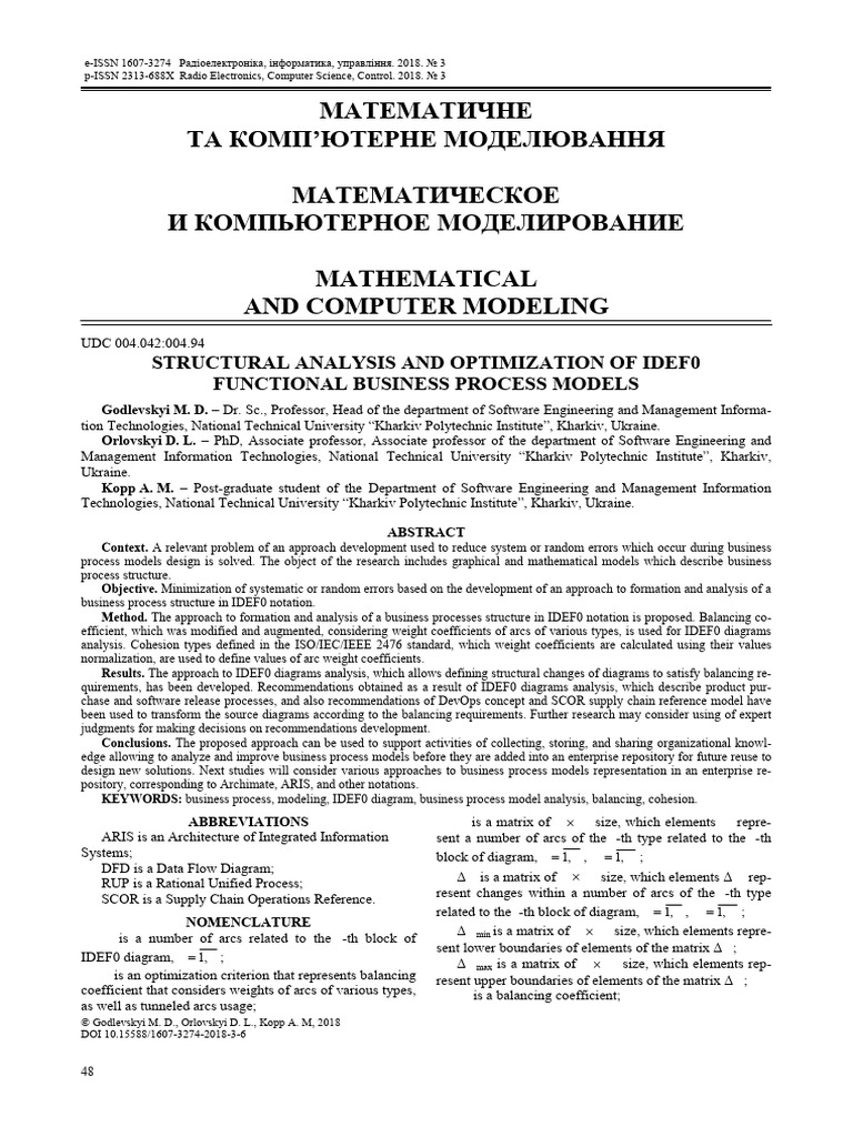 Structural Analysis and Optimization of Idef0 Functional Business ...