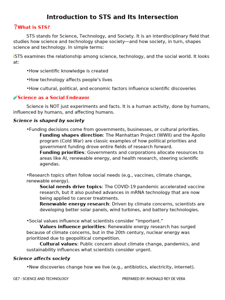 Introduction To STS and Its Intersection | PDF | Science | Renewable Energy