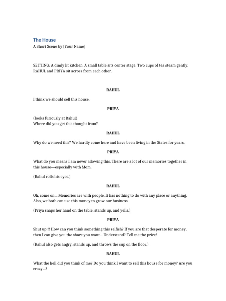 The House Scene Script | PDF