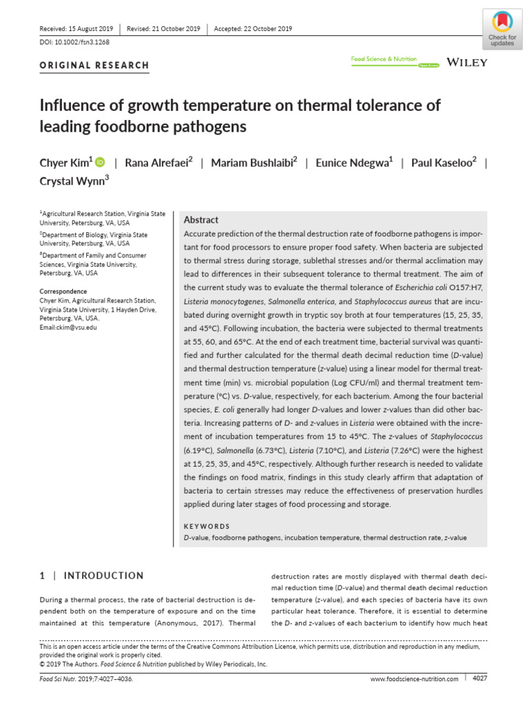 2019 - Influence of Growth Temperature On Thermal Tolerance of Leading ...