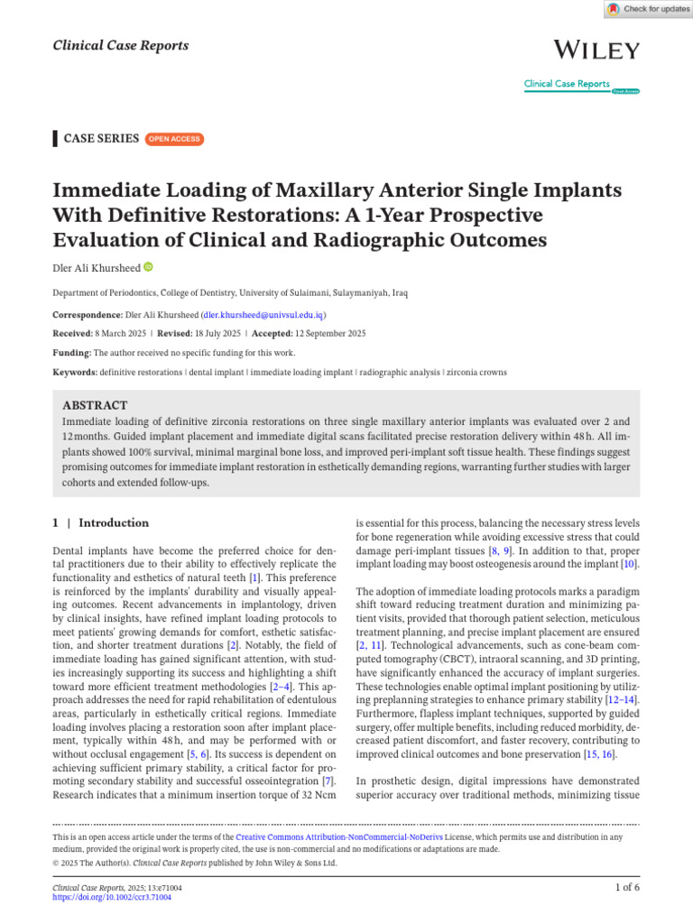 Clinical Case Reports - 2025 - Khursheed - Immediate Loading of ...
