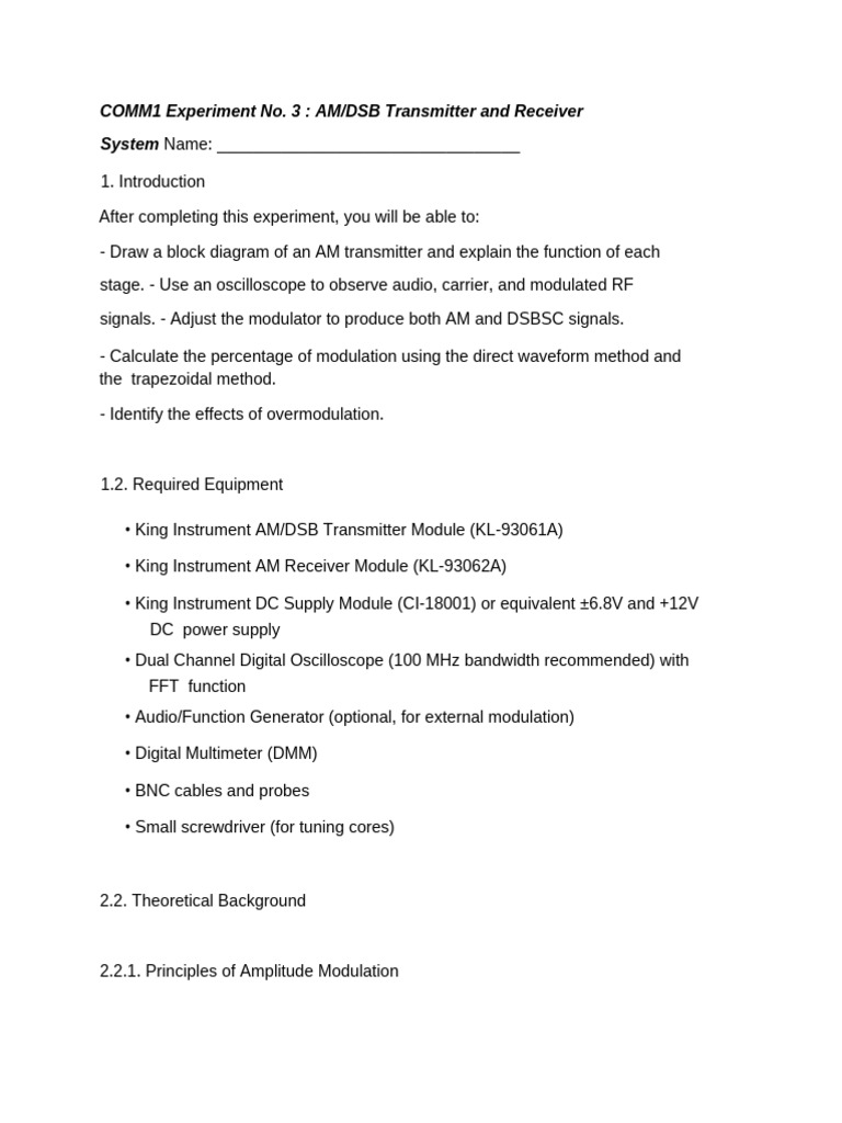 Comm1 Experiment 3 Am TX-RX | PDF | Frequency Modulation | Information ...