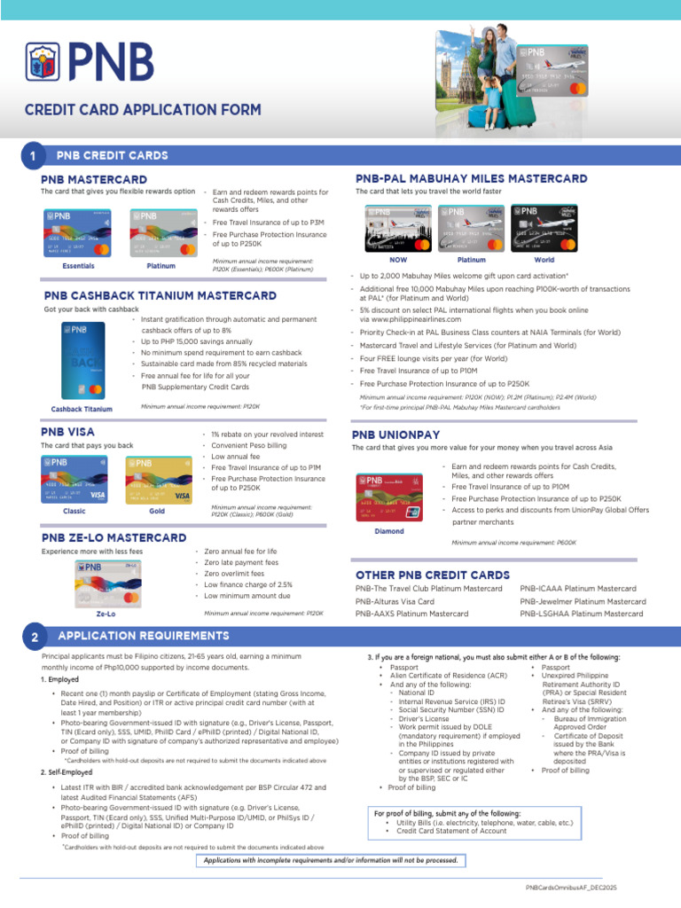 PNB Credit Card Omnibus Application Form - Encrypted | PDF | Credit ...