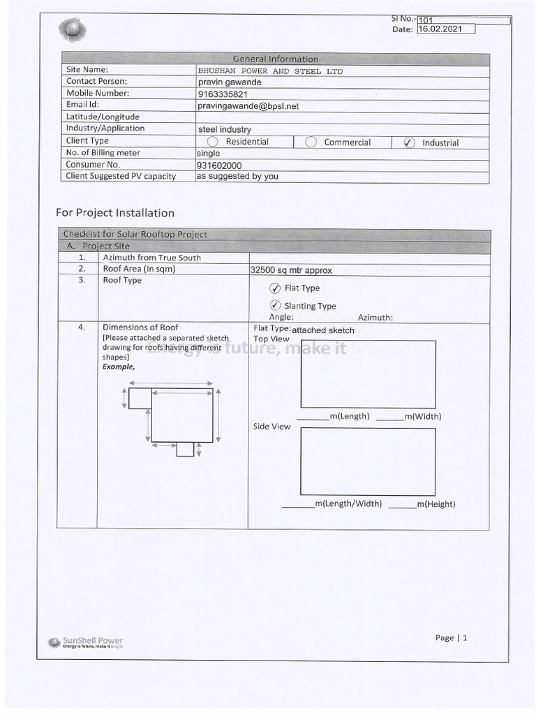SunShell Power - Project Installation | PDF