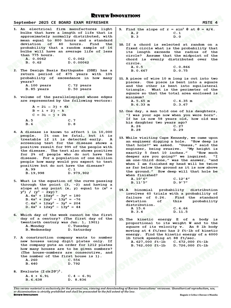 Mste 4 September 2025 - Problems-Ol PDF | PDF | Circle | Area