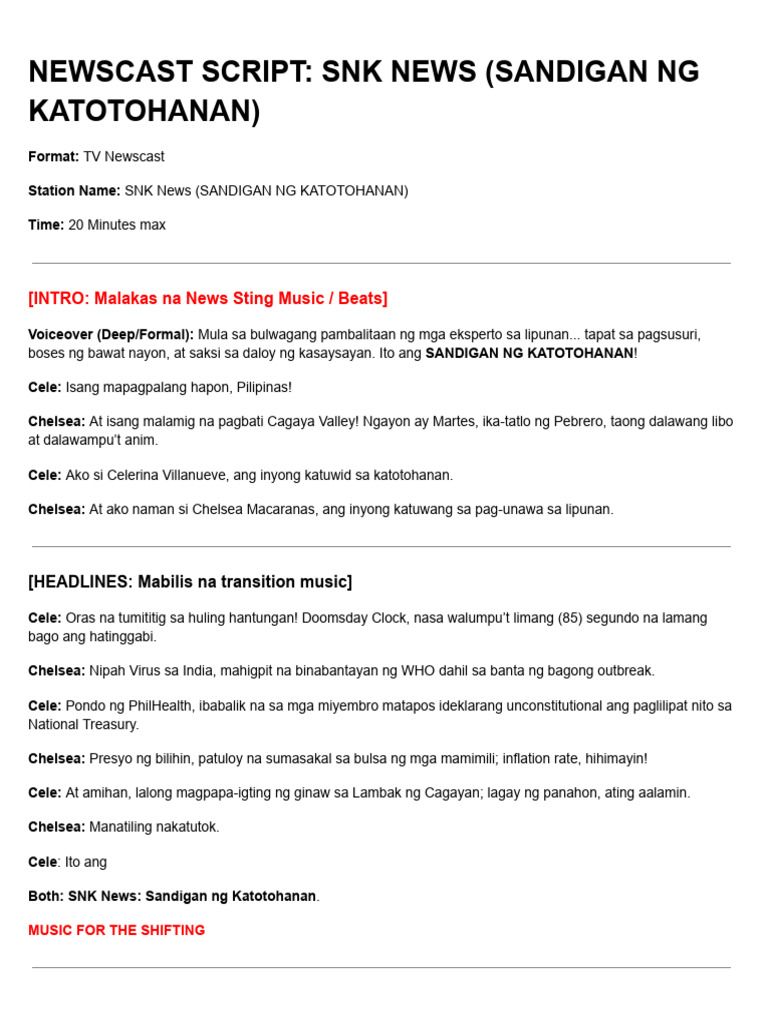 Soksay Newscast Script | PDF