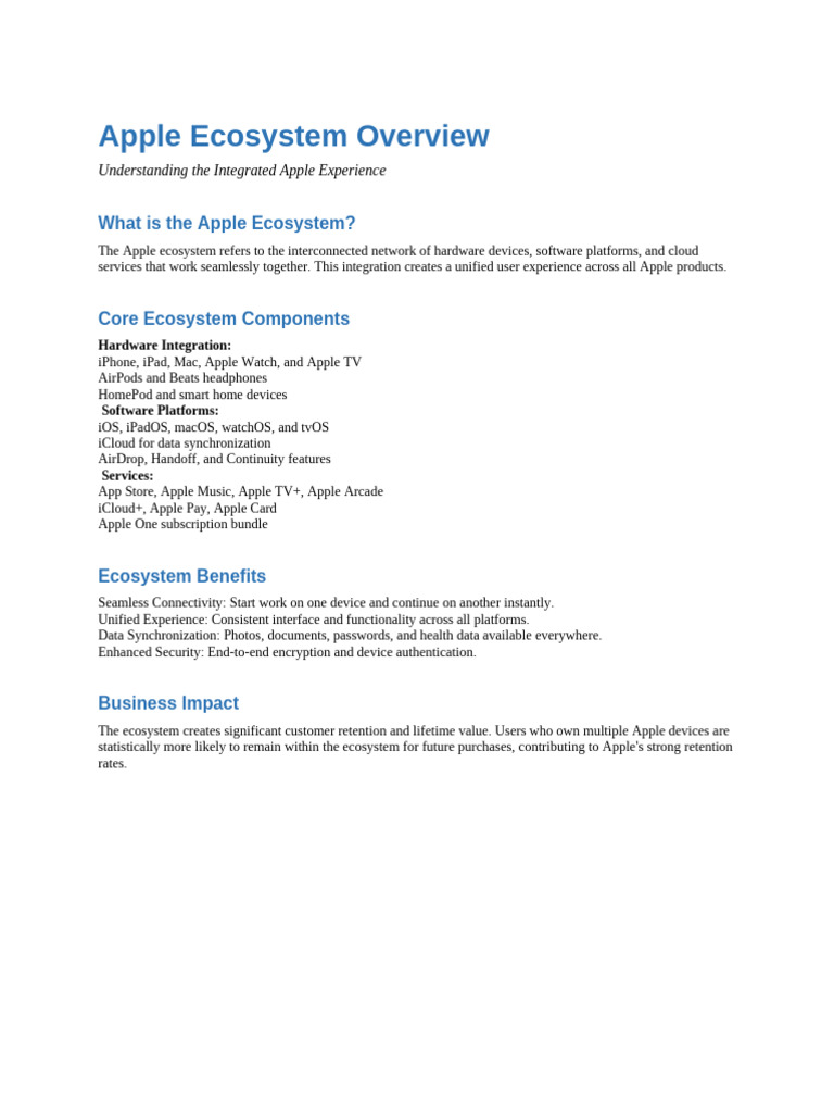 Apple Ecosystem Overview | PDF