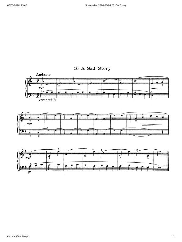 Grade 1 and Initial - A Sad Story - Solo | PDF