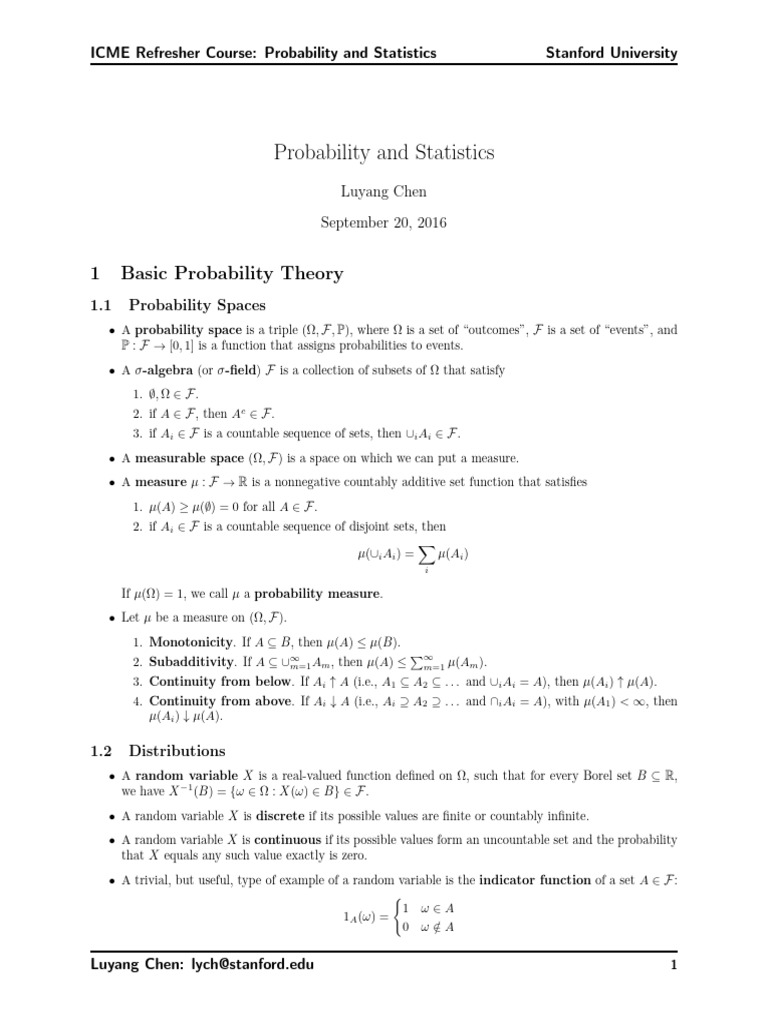 Probability and Statistics | PDF | Measure (Mathematics) | Mathematical ...