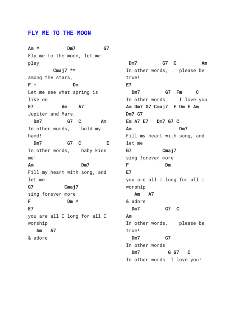 Chords Sheet | PDF | Song Structure | Music Theory