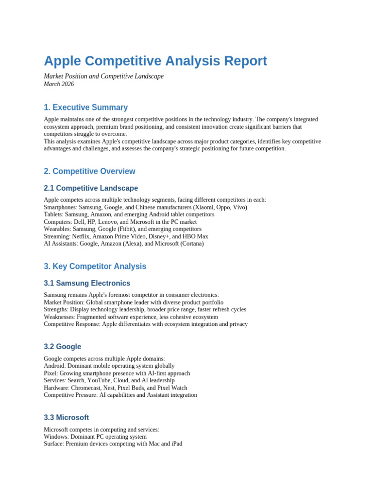 Apple Competitive Analysis | PDF | Apple Inc. | Android (Operating System)