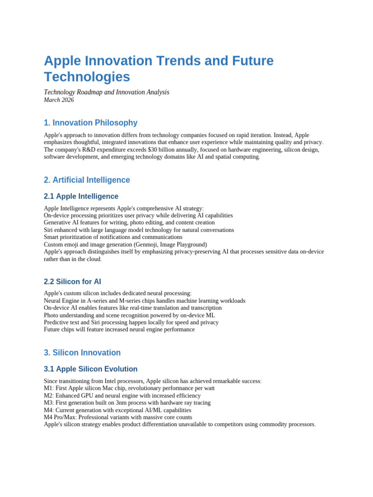 Apple Innovation Trends | PDF | Apple Inc. | Artificial Intelligence