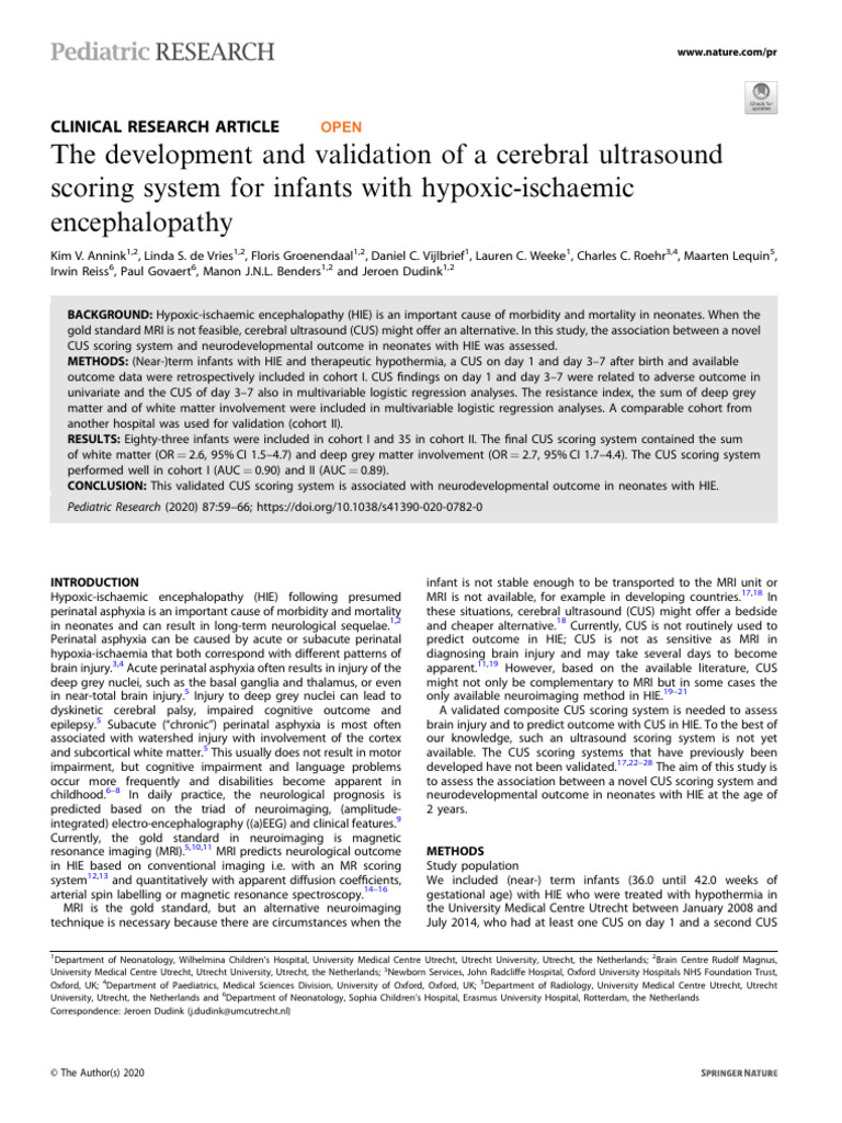 The Development and Validation of A Cerebral Ultra | PDF | Cerebral ...