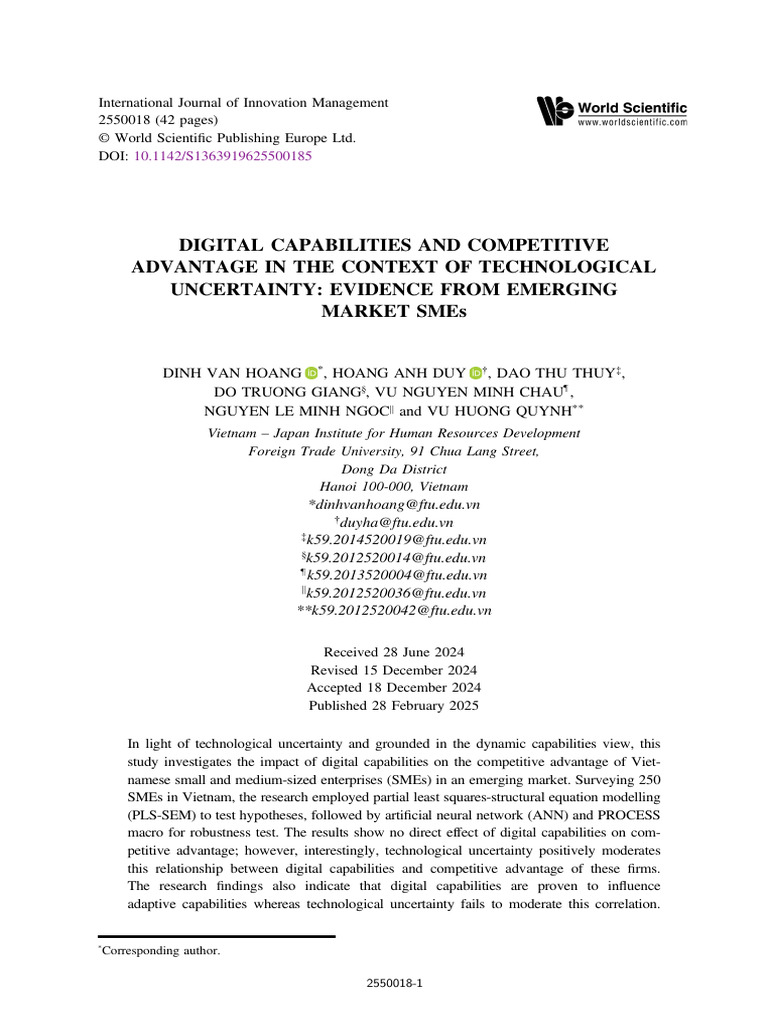 Hoang Et Al 2025 Digital Capabilities and Competitive Advantage in The ...