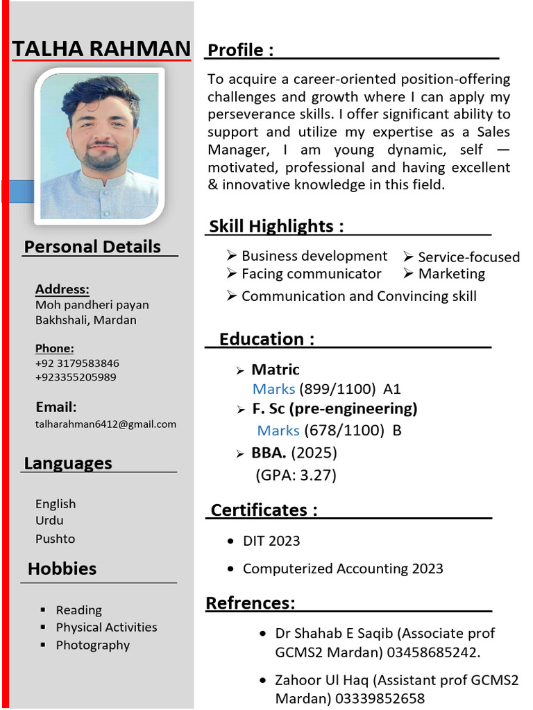 Talha Update CV | PDF