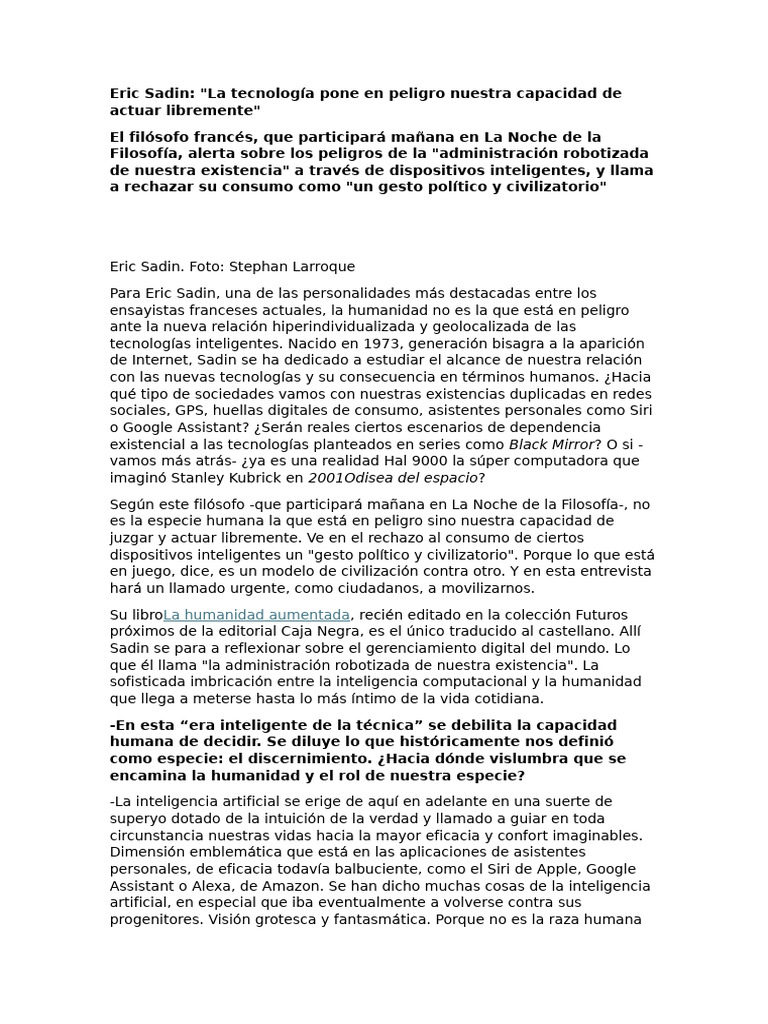 Eric Sadin | PDF | Sociedad | Inteligencia artificial