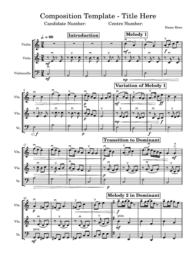 Year 11 Composition Template | PDF | String Instruments | Musical ...