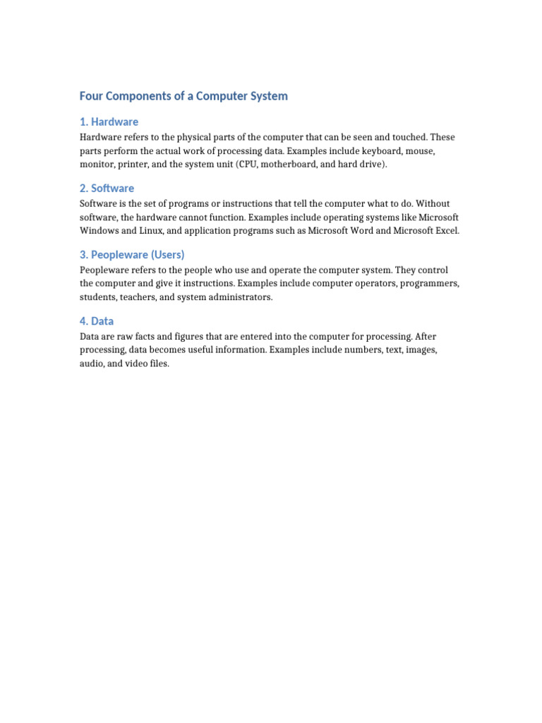 Components of Computer System | PDF
