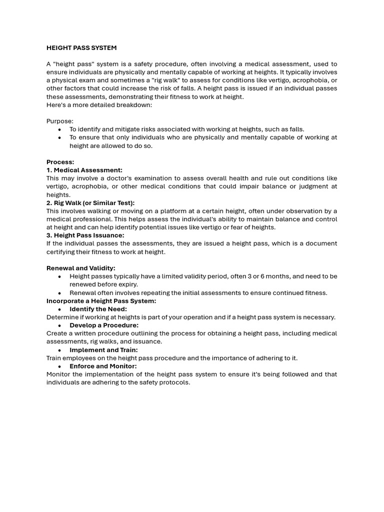 HEIGHT PASS SYSTEM & Vertigo | PDF | Vertigo | Medicine