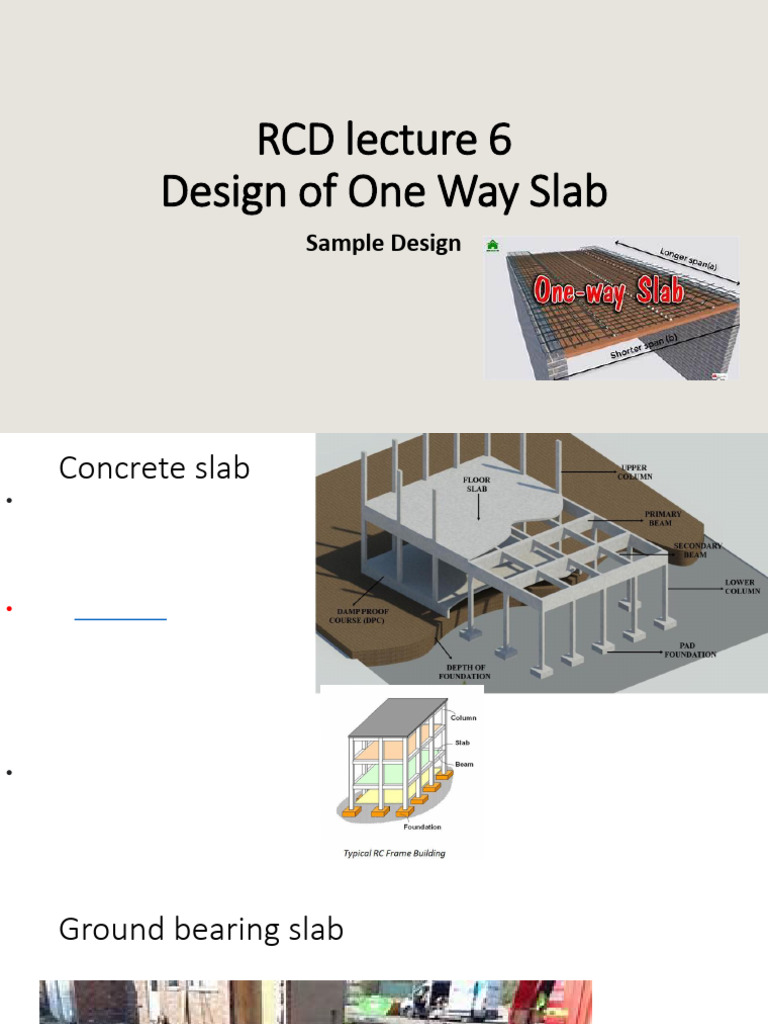 RCD Lecture 6 DESIGN ONE WAY SLAB | PDF | Beam (Structure) | Concrete