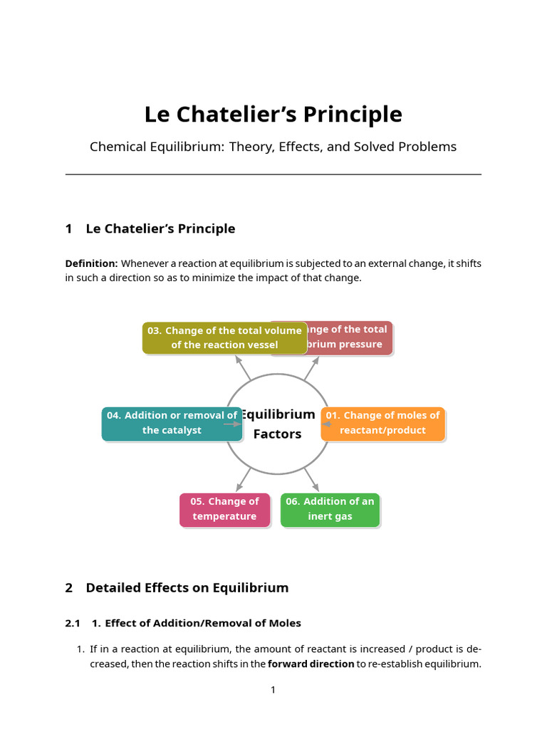 Le Chateliers Principle | PDF | Chemical Equilibrium | Chemical Reactions