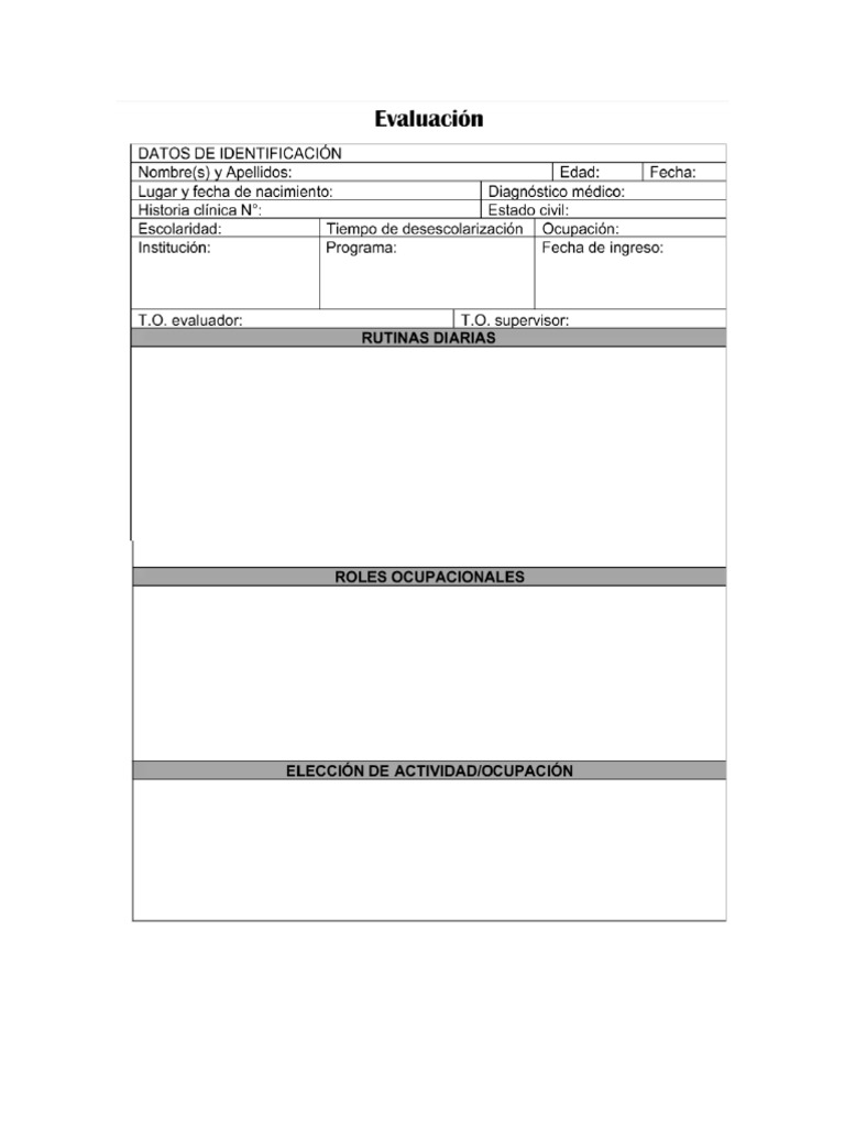 Evaluación Desempeño Ocupacional OCAIRS | PDF