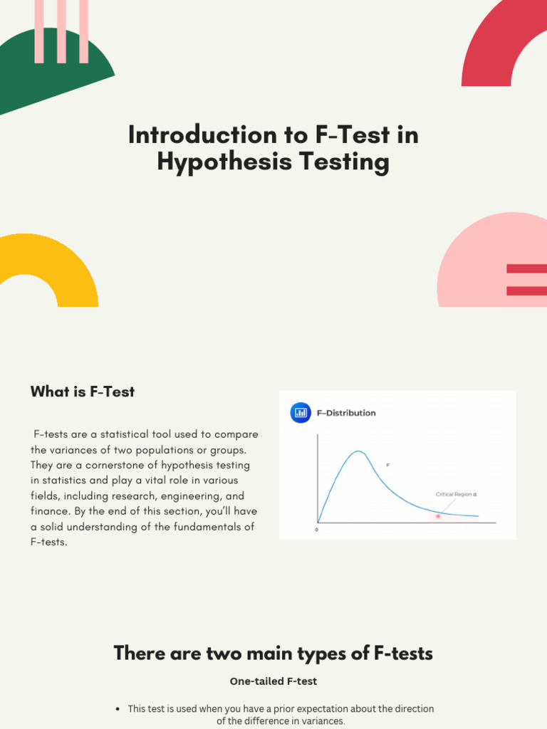 Introduction To F-Test in Hypothesis Testing | PDF | F Test | P Value